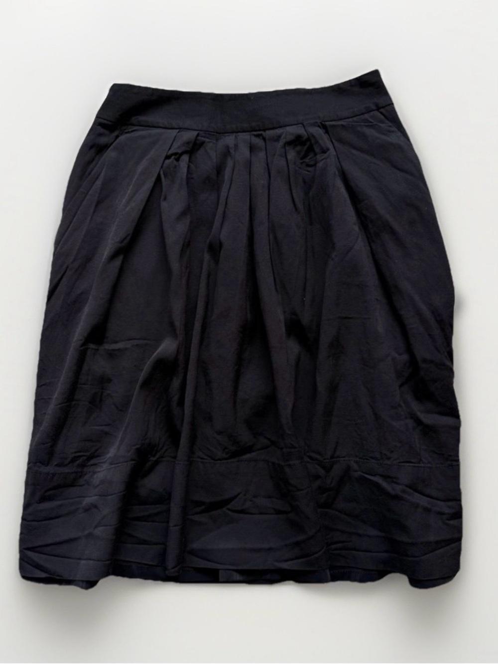 Talbots Petites Black Pleated A-Line Skirt 2P Rayon Cotton Career Work Classic